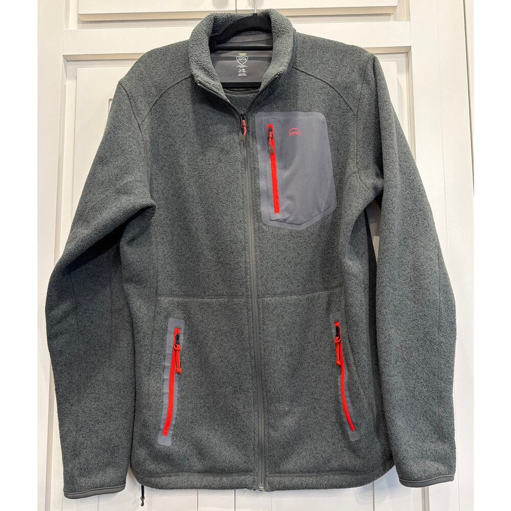 Cabelas XPG zip front Gray fleece jacket LG